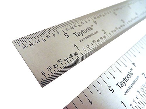 Taytools 6 Inch Rigid Machinist Rule Ruler Hardened Spring Steel 4R Graduations in 1/8, 1/16, 1/32 and 1/64 Inches MRSAE Taytools