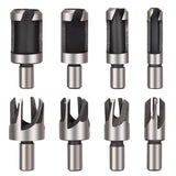 8Pcs Wood Plug Cutter Drill Bit Set, High Carbon Steel Titanium Coated Woodworking Chamfer Drill Bits Straight and Tapered Taper 6mm/ 10mm/ 13mm/ Hozzwhoo