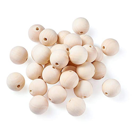 Craftdady 50Pcs 40mm Natural Wood Beads Unfinished Round Wood Loose Beads Large Hole Wooden Ball Spacer Beads for Jewelry Craft Making Home Party Craftdady