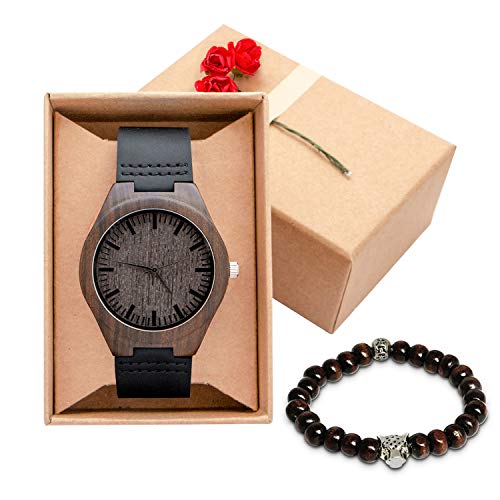 Kenon Engraved Wooden Watches for Dad, Natural Wooden Watch Customized Gifts for Dad Graduation Birthday Christmas (A-to Dad from Girl) Kenon