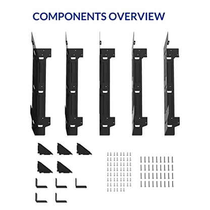 FLEXIMOUNTS Universal Steel Workbench Kit 5 Legs L Shaped Heavy Duty Work Bench for Garage Storage Shelving Workbenches Frame Black Customizable Work - WoodArtSupply