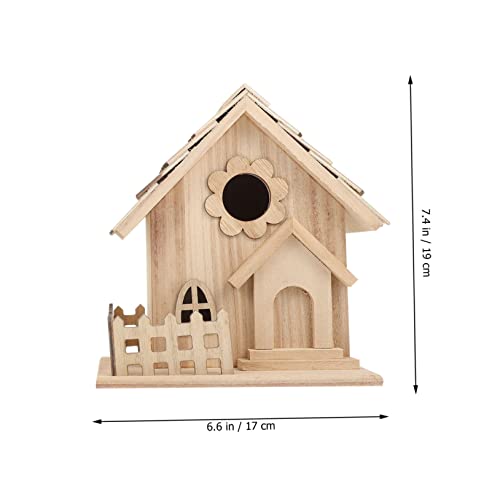 Yardwe 2pcs Creative Bird Nest Decoration Bird House Cage Parrot House Unfinished Wood Birdhouse DIY Wood Birdhouse Resting Place Birds Kids Craft Yardwe