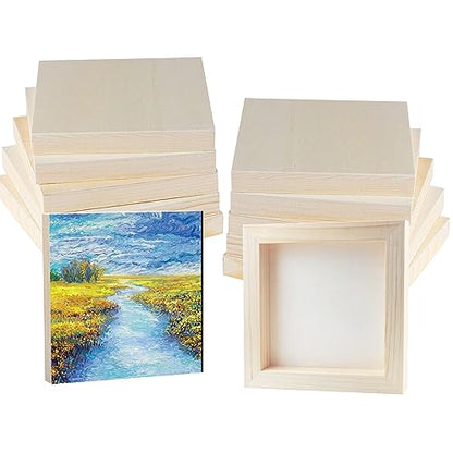 12 Pack Wood Board 5 x 5 inch Unfinished Wooden Canvas Board Square Wood Board Wooden Canvas Board Blank Wooden Canvas for Painting Painting Pouring