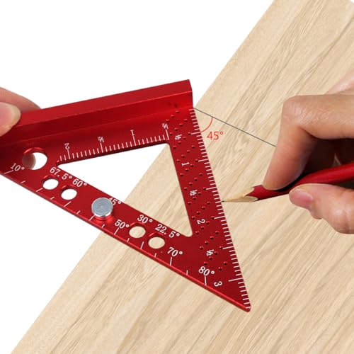 JCFANTS Small Square Ruler Small Carpenter Square Miter Triangle Ruler Mini Carpenter Square with Fixed Miter Angle Pin for Woodworking Furniture JCFANTS