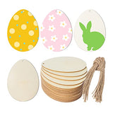 Easter Wooden Easter Egg Cutouts Unfinished Wooden Cutouts Blank with Twines Wood Slices Ornaments for Christmas Birthday Party Happy Easter Spring Zontween