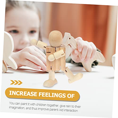 20 Pcs Wooden Robot Wood Educational Desktop Unpainted Peg People Unfinished Wooden Peg Doll Adjustable Wooden Figure Wood Human Figure Model DIY VILLCASE