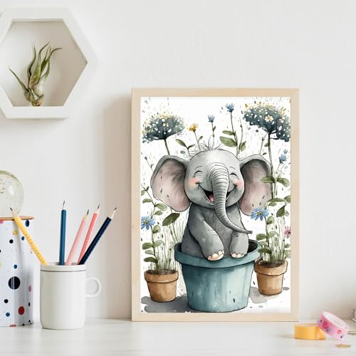 FOXKISS Baby Elephant Diamond Art Painting Kits for Adults, Full Drill Diamond Dots Paintings for Beginners, Round 5D Paint with Diamonds Pictures FOXKISS