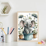 FOXKISS Baby Elephant Diamond Art Painting Kits for Adults, Full Drill Diamond Dots Paintings for Beginners, Round 5D Paint with Diamonds Pictures FOXKISS