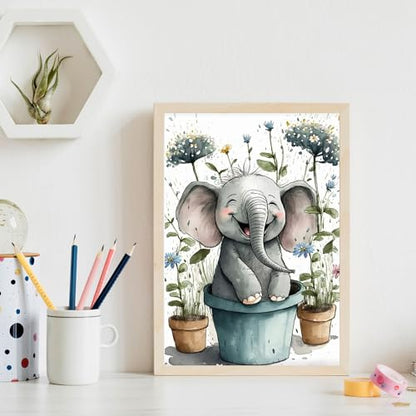 FOXKISS Baby Elephant Diamond Art Painting Kits for Adults, Full Drill Diamond Dots Paintings for Beginners, Round 5D Paint with Diamonds Pictures