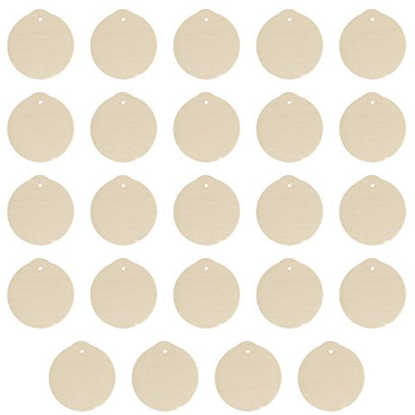 Package of 24 Unfinished Round Wood Christmas Ornaments - Ready to Be Painted and Decorated Factory Direct Craft