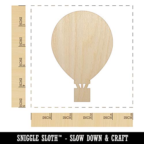 Hot Air Balloon Solid Unfinished Wood Shape Piece Cutout for DIY Craft Projects - 1/4 Inch Thick - 4.70 Inch Size Sniggle Sloth