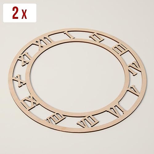 2pcs Unfinished DIY Wall Clock with Roman Numerals for Arts & Crafts, DIY Projects - 9.4 In - Make Your Own Clock Wall Decor, Clock Face DIY Home - WoodArtSupply