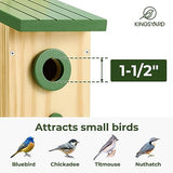 Kingsyard Classic Bird House with Prdator Guard, Bluebird Wren Chickadee Viewing House, Wooden Nesting Box for Outdoor Garden Patio, Green Kingsyard
