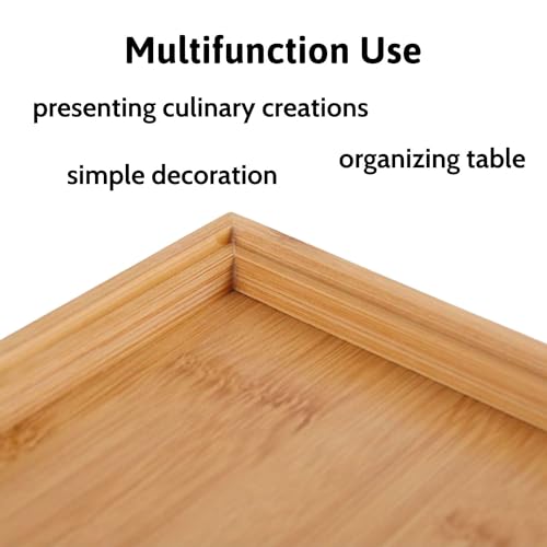 2WOOD Natural Wood Serving Tray with Handles - Stackable, Compact Wooden Nested Serving Trays for Easy Transport - Ergonomic Grip Wood Trays Generic