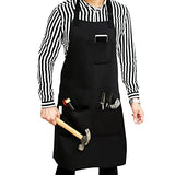 RUVANTI Work Aprons for Men/Women with Pockets - Adjustable up to XXL - Professional Grade Durability - Black Apron for Barber, Chef, BBQ, Kitchen, RUVANTI
