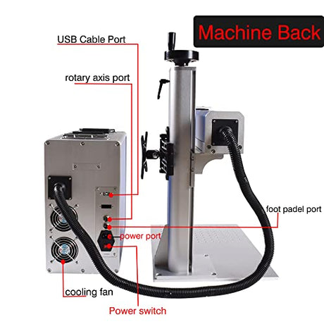 50W Fiber Laser Engraver JPT Raycus QB MAX 30W 50W Fiber Marking Machine with 80mm Rotary Axis Metal Laser Engraving Machine with Red Dot Pointer Ovsuqu