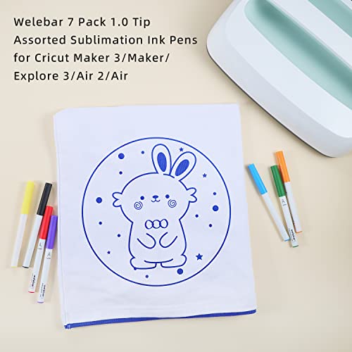 Welebar 1.0 Tip Infusible Pens for Cricut Maker/Maker 3/Explore 3/Air 2/Air, 7 Pack Assorted Sublimation Ink Pens for Mugs, T-shirt, DIY Crafts Welebar