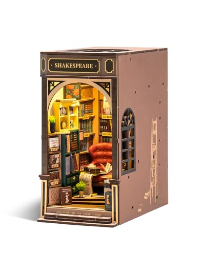 Rowood Book Nook,DIY Book Nook Kits for Adults,3D Wooden Puzzle Bookend Miniature Kit,Bookshelf Insert Decor Alley,Wood Craft Hobbies for