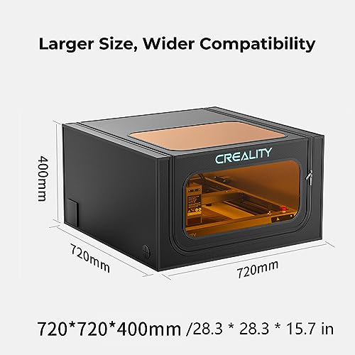 Creality Laser Engraver Cover V2.0 Fireproof and Dustproof Protective Enclosure with Exhaust Fan 4000RPM Pipe for Most Laser Cutter, Insulates