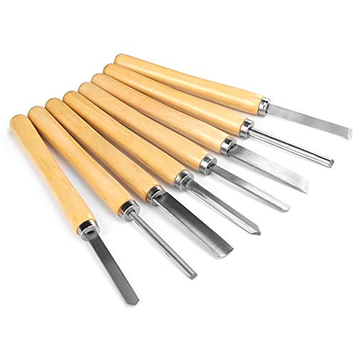 8Pcs Wood Lathe Chisel Set HSS Wood Turning Chisel Set Sculpting Chisel Woodworking Chisel Lathe Woodturning Tools Wood Carving Tools Set for Wood - WoodArtSupply