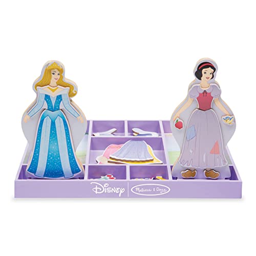 Melissa & Doug Disney Sleeping Beauty and Snow White Magnetic Dress-Up Wooden Doll Pretend Play Set (40+ pcs) - WoodArtSupply