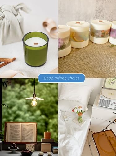 Upgraded Thick Wooden Candle Wicks 5.1 X 0.5 Inch Natural Candle Wood Wicks with Stand Candle Cores for DIY Candle Making Craft Smokeless Wood Wicks Phinicco