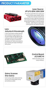 US Stock 50W JPT Fiber Laser Engraver Machine Fiber Laser Marking Machine Engraving Machine 175×175mm Lens with Rotary Axis Compitable with Lightburn SFX