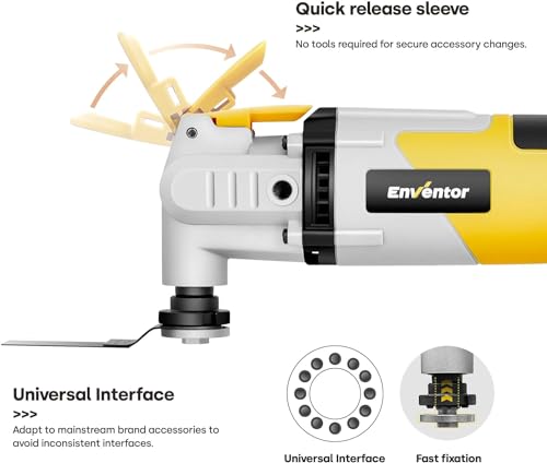 ENVENTOR Oscillating Multi Tools, 2.5A Electric Oscillating Saw Corded with 43PCS Accessories, 15000-22000 OPM, 6 Variable Speeds, 3°Oscillation - WoodArtSupply