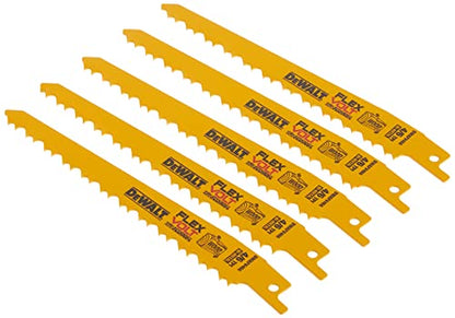 DEWALT FLEXVOLT Reciprocating Saw Blades, 5-Pack, 6”, 6TPI, Stainless Steel (DWAFV466)