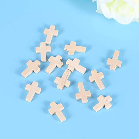 MAGICLULU 50pcs Wooden Blank Cross Pendant Unfinished Mini Wooden Cross Wooden Small Unpainted Cross Pendant DIY Jewelry Crafts Projects MAGICLULU