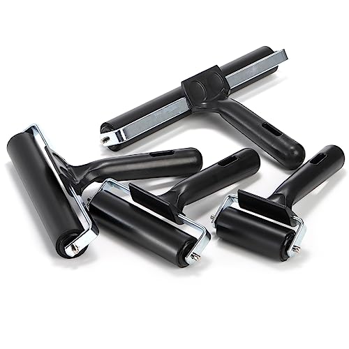 3 Pack Printmaking Brayers - Premium Brayer Rollers for Crafting Hard  Rubber Roller Brayers Vinyl Roller Ink Paint Brush for Wallpapers Stamping  Gluing Application (2.4 4 7.9 ) (Black)