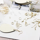 Ourart 500 Pcs Unfinished Wooden Earrings, 100Pcs Blank Natural Wood Pendants100 Pcs Earring Hooks, 200 Pcs Jump Rings and 100 Pcs Earrings Backs for Ourart