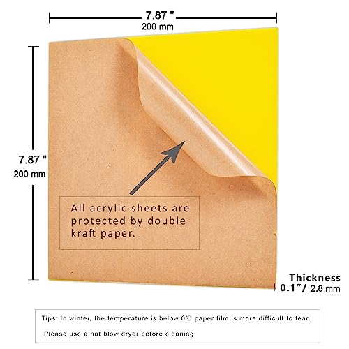 XLNT TECH 10 Pieces & 10 Colors Cast Acrylic Opaque (no-Transparent) Plastic Sheet 8 x 8 Inch (.118" Thick), for Signs, DIY Projects. XLNT TECH