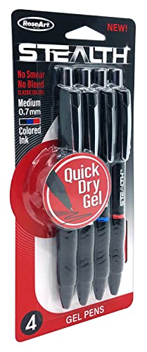 Cra-Z-Art Stealth Retractable 4ct Gel Pen Plastic Barrel Black, Blue and Red Ink Cra-Z-Art