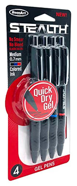 Cra-Z-Art Stealth Retractable 4ct Gel Pen Plastic Barrel Black, Blue and Red Ink Cra-Z-Art