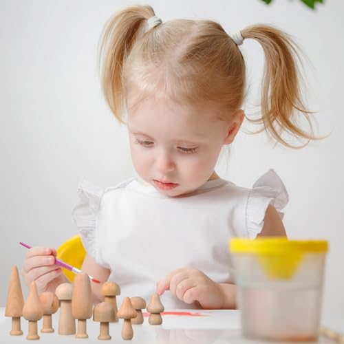 Toddmomy 20pcs Unfinished Wooden Mushroom Unfinished Wood Trees Mini Wood Tree Natural Wooden Mushrooms for Arts DIY Projects Ornaments Toddmomy