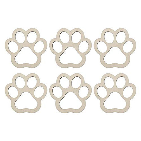 JANOU 6pcs Big Paw Shaped Wooden Cutouts Dog Cat Claws Cutouts Unfinished Wood Pet Paw Wood DIY Craft Embellishments Gift Ornaments Decoration, JANOU