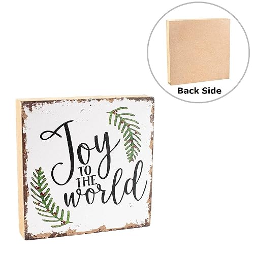 Holiday Joy Rustic Wood Block Sign and Snowman Family 2 Piece Set by Factory Direct Craft for Winter Decorating and Primitive Christmas Displays Factory Direct Craft