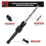 AIMLENTOOL Countersink Drill Bit Set, 3PCS Tapered Drill Bits, M2 Countersink Set with 1/4" Hex Shank Quick Change and 1 Allen Wrench for AIMLENTOOL