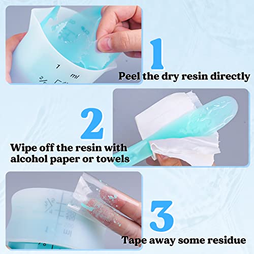 LET'S RESIN Silicone Measuring Cups, 450ml Accurate 2 Scales & 100ml Durable Measuring Cups, Epoxy Mixing Cup,Silicone Stirring Sticks, Easy Clean LET'S RESIN