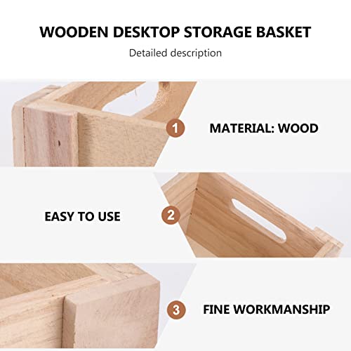 Zerodeko Wooden Storage Bin Wooden Storage Bin Wooden Tabletop Nesting Crates Decorative Mail Holder Box Farmhouse Wood Box for Document Stationery Zerodeko