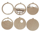 Decorative Scene Welcome Round Sign 6 Pieces Laser Cut Out Unfinished RND2 The Wood Shape Store