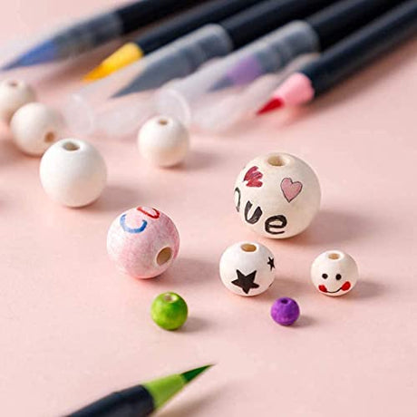 950pcs Wooden Beads for Crafts 7 Sizes Unfinished Natural Wood Beads Wooden Beads Bulk 6mm, 8mm, 10mm, 12mm, 14mm, 16mm, 20mm Beads for Garland pojah