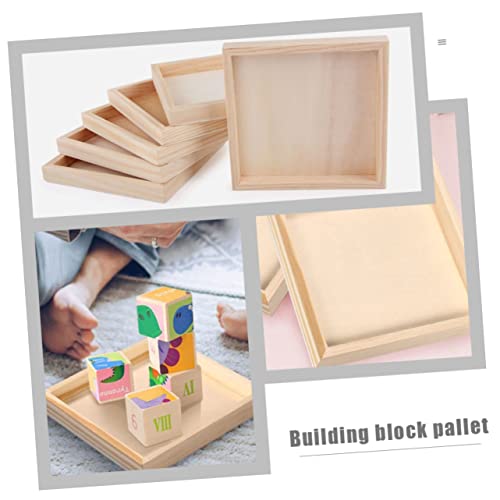 SWOOMEY 4pcs Puzzle Sundries Holder Blocks Tray Unfinished Wood Tray Unfinished Wood Serving Blocks Storage Trays Serving Storage Tray Wood Serving SWOOMEY