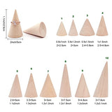 FINGERINSPIRE 10 Pcs Natural Wood Cone Ring Holders Wooden Ring Display Stands with 10 Different Size Unpainted Wooden Cones Jewelry Display DIY FINGERINSPIRE