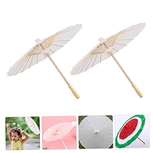 Abaodam 2pcs Wedding Paper Umbrella DIY Drawing Umbrella Paper Parasol Unfinished Umbrella White Paper Umbrellas Miniture Decoration DIY Supply Abaodam