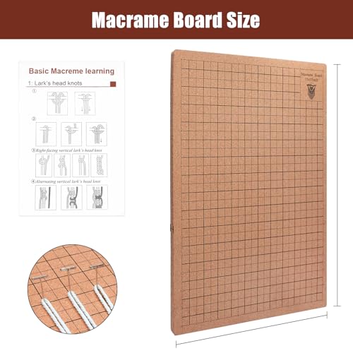 12X16 in Macrame Board for Braiding & Cording: Macramé Project Board for Braiding Bracelet Creating Macrame and Knotting Creations (12X16IN) - WoodArtSupply