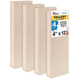 U.S. Art Supply 4" x 12" Birch Wood Paint Pouring Panel Boards, Gallery 1-1/2" Deep Cradle (Pack of 4) - Artist Depth Wooden Wall Canvases - Painting U.S. Art Supply