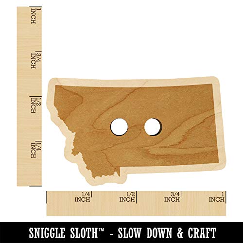Montana State Silhouette Wood Buttons for Sewing Knitting Crochet DIY Craft - Medium 1.00 Inch (7pcs) Sniggle Sloth