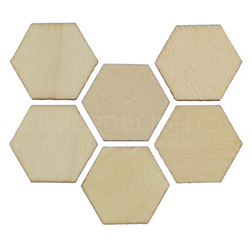 CleverDelights 1 Inch Wood Hexagons - 50 Pack - 1/16" Thick - 1" Unfinished Craft Pieces - WoodArtSupply